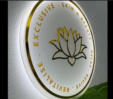 Papan Nama Bulat LED - Akrilik Mirror